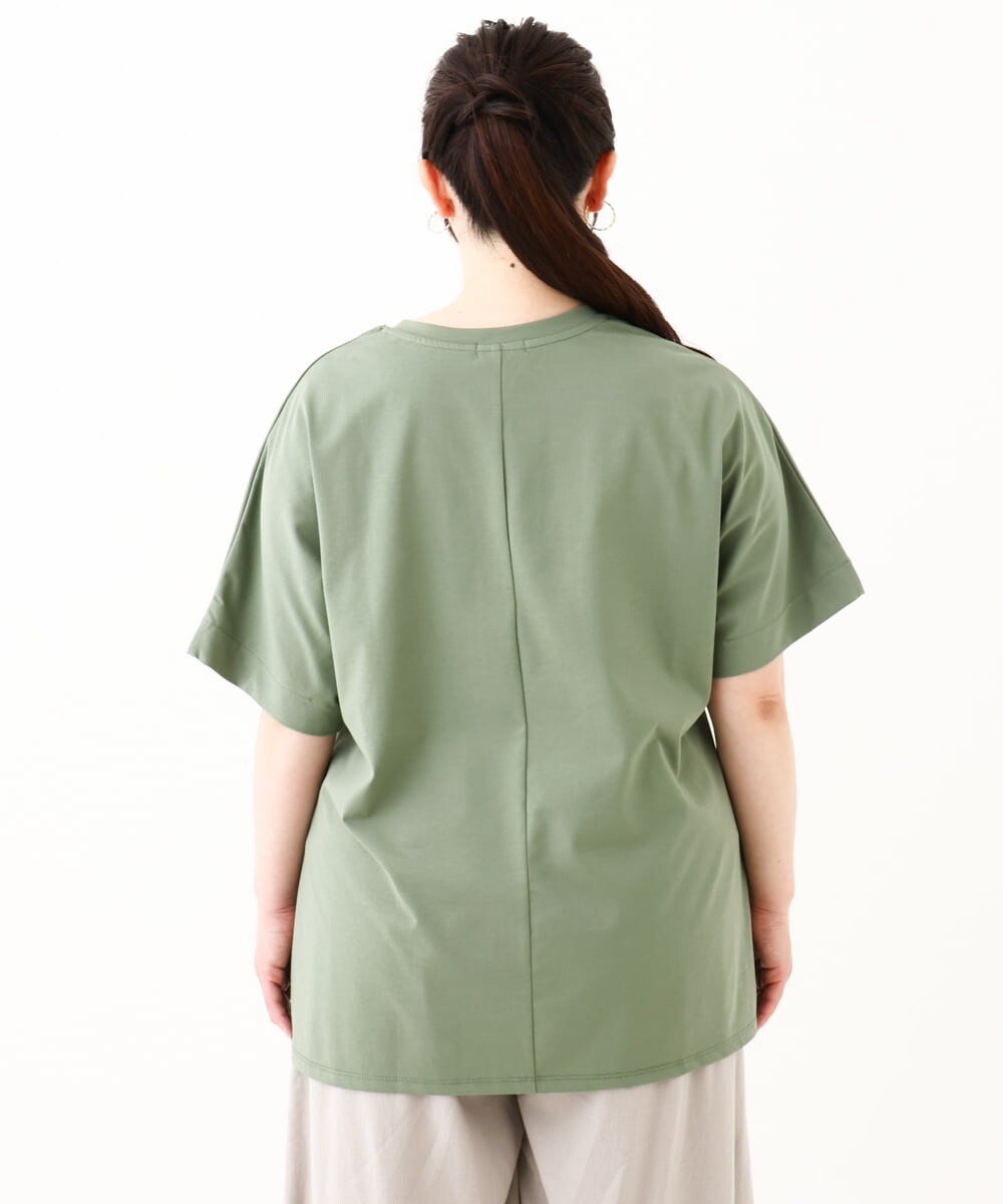 OLKHV50079 eur3(エウルキューブ) 【大きいサイズ/接触冷感】ロゴプリントオーバーシルエットTシャツ カーキ(36)
