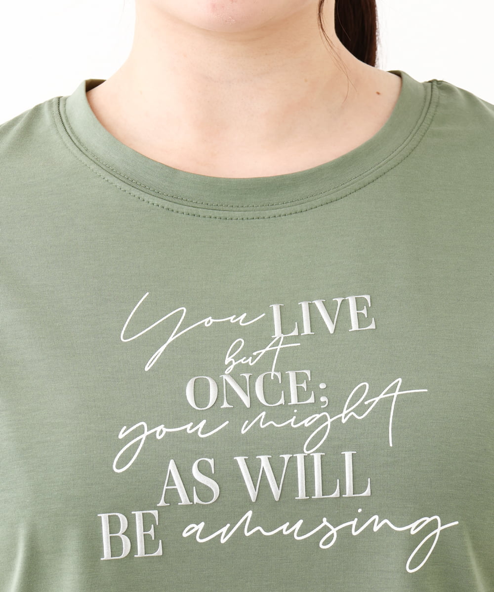 OLKHV50079 eur3(エウルキューブ) 【大きいサイズ/接触冷感】ロゴプリントオーバーシルエットTシャツ カーキ(36)