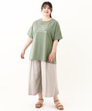 OLKHV50079 eur3(エウルキューブ) 【大きいサイズ/接触冷感】ロゴプリントオーバーシルエットTシャツ カーキ(36)