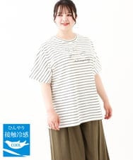 OLKHV50079 eur3(エウルキューブ) 【大きいサイズ/接触冷感】ロゴプリントオーバーシルエットTシャツ ホワイト(90)