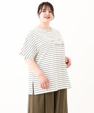 OLKHV50079 eur3(エウルキューブ) 【大きいサイズ/接触冷感】ロゴプリントオーバーシルエットTシャツ ホワイト(90)