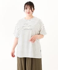 OLKHV50079 eur3(エウルキューブ) 【大きいサイズ/接触冷感】ロゴプリントオーバーシルエットTシャツ ホワイト(90)