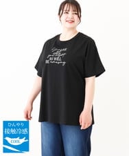 OLKHV50079 eur3(エウルキューブ) 【大きいサイズ/接触冷感】ロゴプリントオーバーシルエットTシャツ ブラック(94)