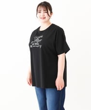 OLKHV50079 eur3(エウルキューブ) 【大きいサイズ/接触冷感】ロゴプリントオーバーシルエットTシャツ ブラック(94)