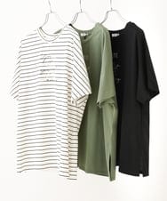 OLKHV50079 eur3(エウルキューブ) 【大きいサイズ/接触冷感】ロゴプリントオーバーシルエットTシャツ ブラック(94)
