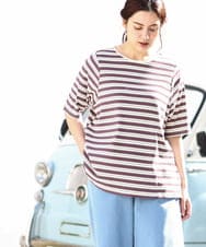 OLKHV54079 eur3(エウルキューブ) 【大きいサイズ】レトロボーダーカットソー アイボリー(80)