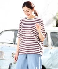 OLKHV54079 eur3(エウルキューブ) 【大きいサイズ】レトロボーダーカットソー アイボリー(80)