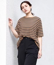 OLKHV54079 eur3(エウルキューブ) 【大きいサイズ】レトロボーダーカットソー ダークブラウン(87)