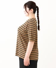 OLKHV54079 eur3(エウルキューブ) 【大きいサイズ】レトロボーダーカットソー ダークブラウン(87)