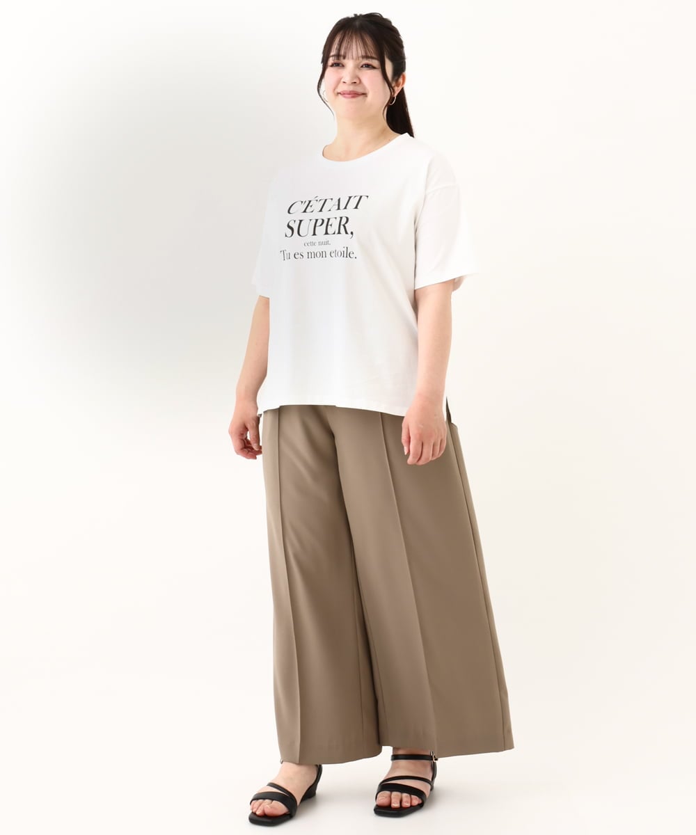 OLKHV56054 eur3(エウルキューブ) 【大きいサイズ/a.v.v×eur3】コットンロゴTシャツ ホワイト(90)