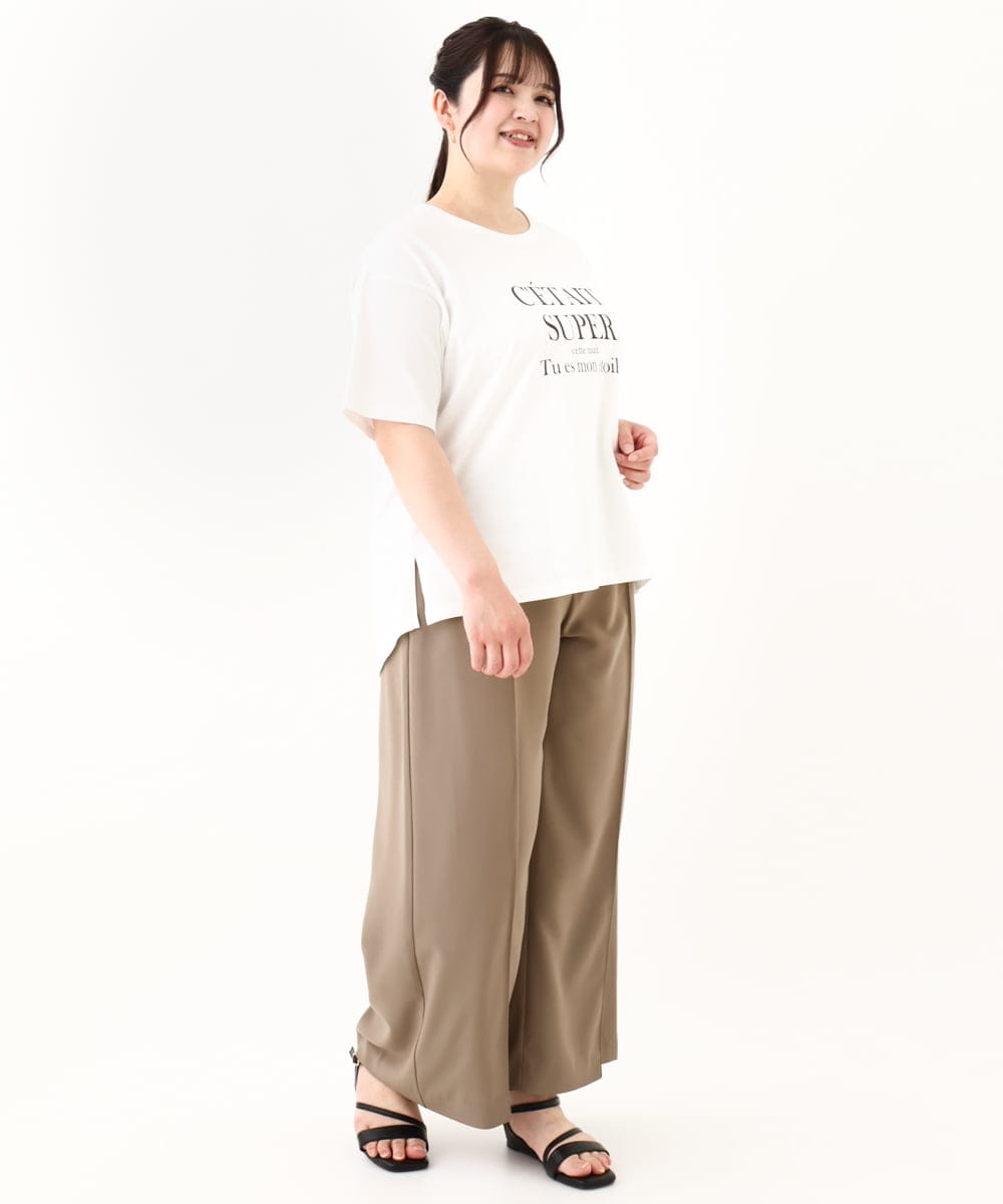 OLKHV56054 eur3(エウルキューブ) 【大きいサイズ/a.v.v×eur3】コットンロゴTシャツ ホワイト(90)