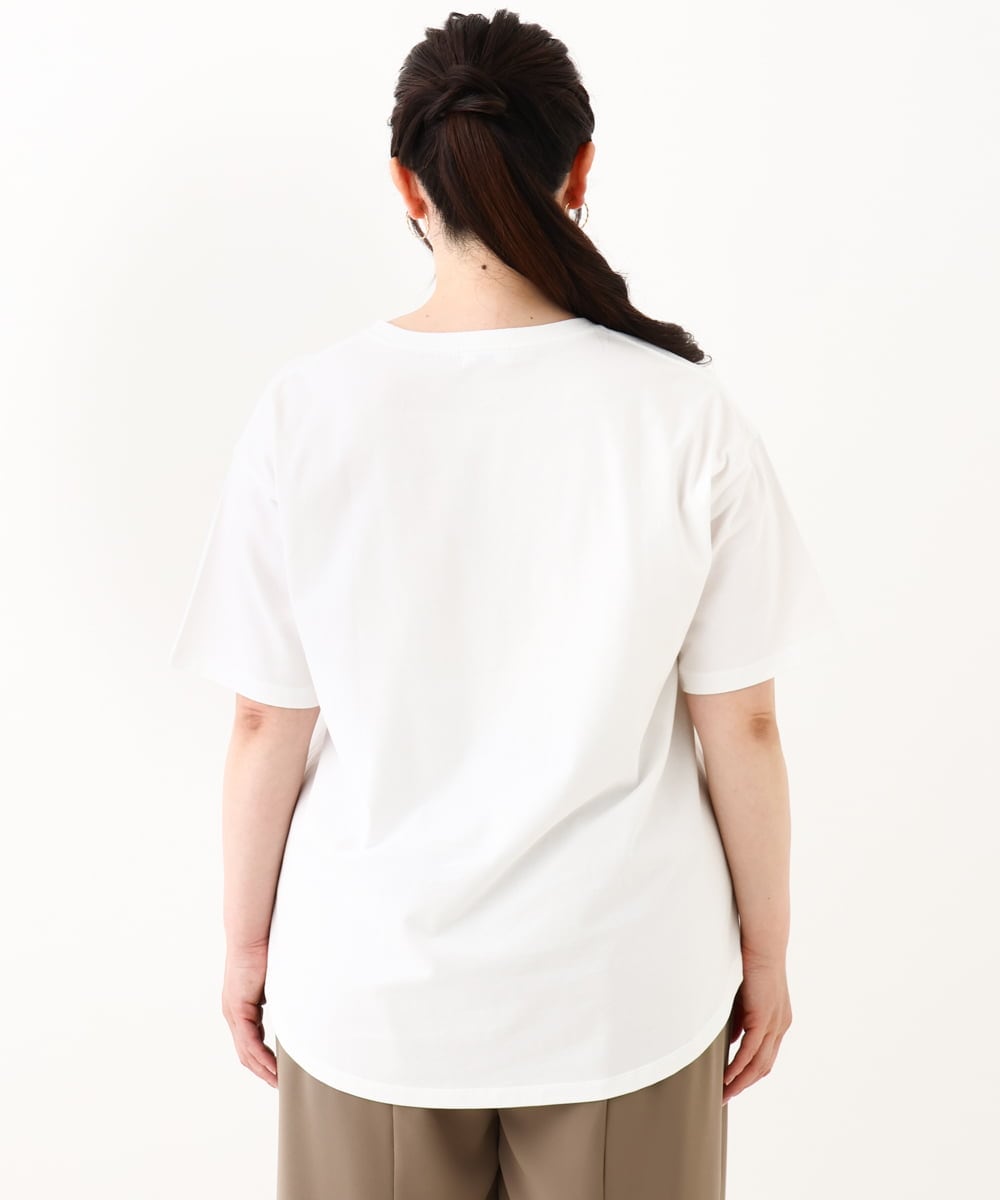 OLKHV56054 eur3(エウルキューブ) 【大きいサイズ/a.v.v×eur3】コットンロゴTシャツ ホワイト(90)