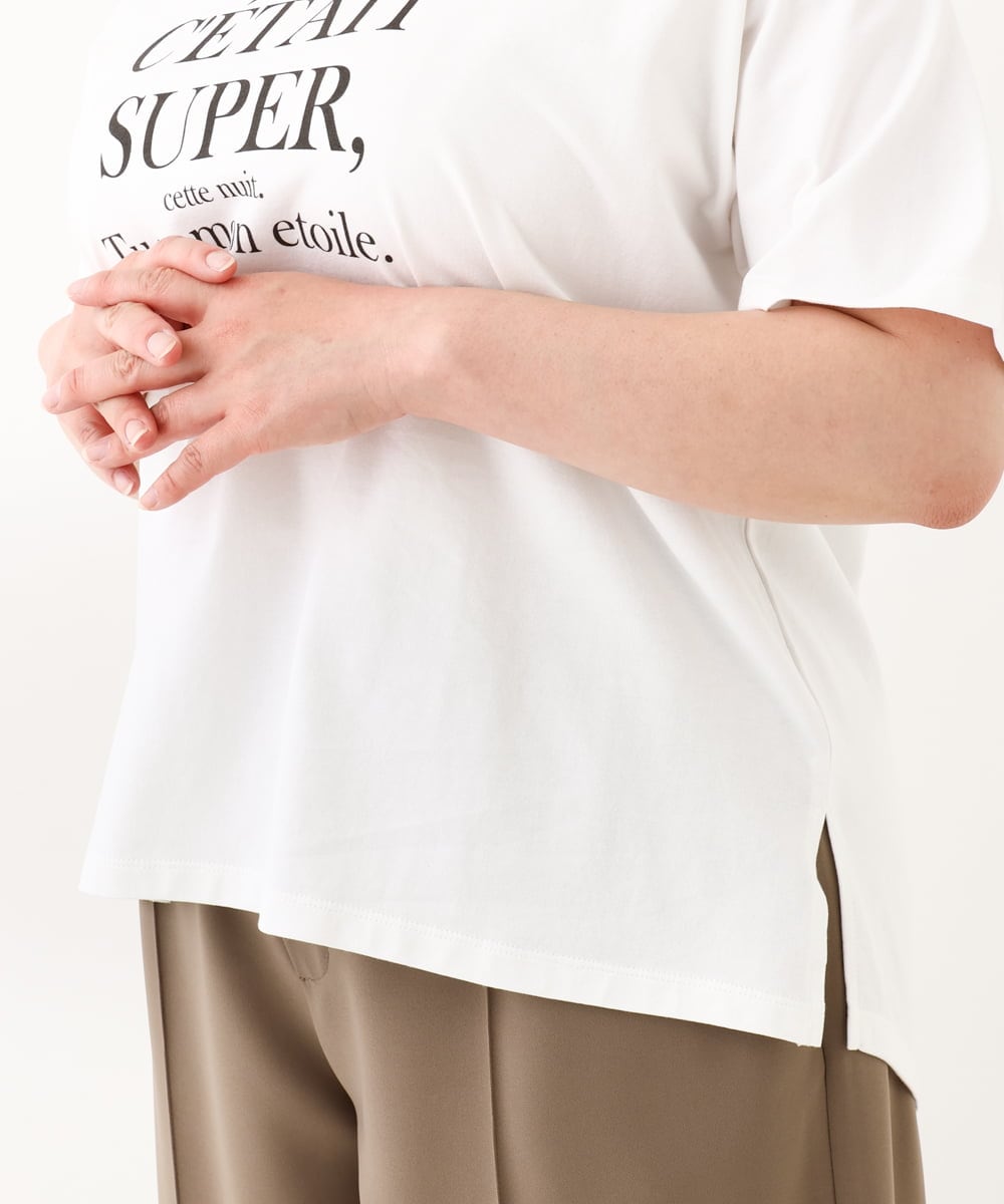 OLKHV56054 eur3(エウルキューブ) 【大きいサイズ/a.v.v×eur3】コットンロゴTシャツ ホワイト(90)