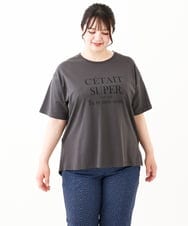 OLKHV56054 eur3(エウルキューブ) 【大きいサイズ/a.v.v×eur3】コットンロゴTシャツ ダークグレー(93)