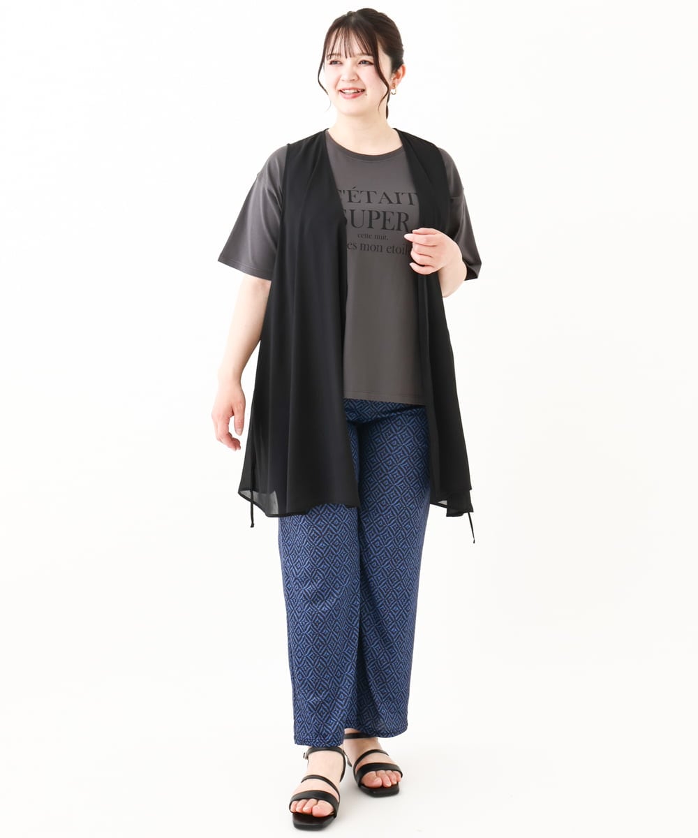 OLKHV56054 eur3(エウルキューブ) 【大きいサイズ/a.v.v×eur3】コットンロゴTシャツ ダークグレー(93)