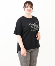 OLKHV56054 eur3(エウルキューブ) 【大きいサイズ/a.v.v×eur3】コットンロゴTシャツ ブラック(94)