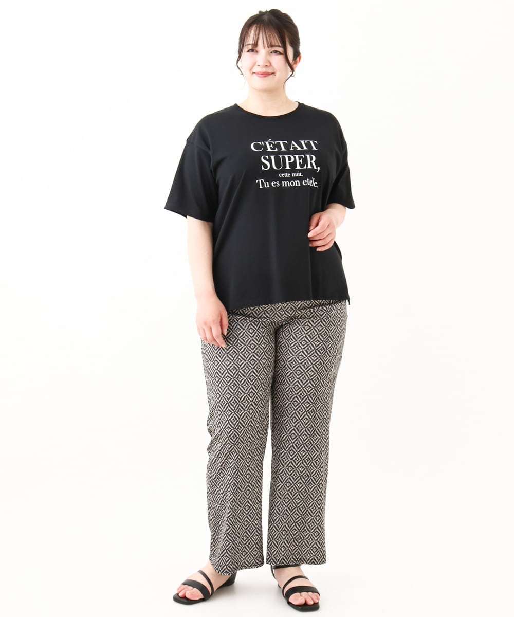 OLKHV56054 eur3(エウルキューブ) 【大きいサイズ/a.v.v×eur3】コットンロゴTシャツ ブラック(94)