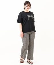 OLKHV56054 eur3(エウルキューブ) 【大きいサイズ/a.v.v×eur3】コットンロゴTシャツ ブラック(94)