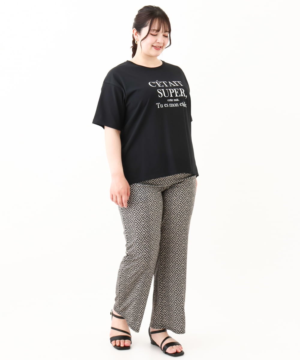 OLKHV56054 eur3(エウルキューブ) 【大きいサイズ/a.v.v×eur3】コットンロゴTシャツ ブラック(94)