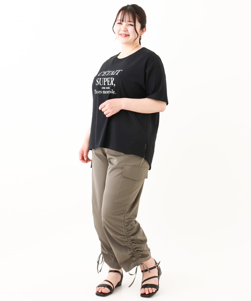OLKHV56054 eur3(エウルキューブ) 【大きいサイズ/a.v.v×eur3】コットンロゴTシャツ ブラック(94)