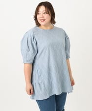 OLKIA41079 eur3(エウルキューブ) 【WEB先行販売】【大きいサイズ】アイレットレースティアードトップス ライトブルー(50)