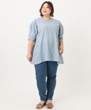 OLKIA41079 eur3(エウルキューブ) 【WEB先行販売】【大きいサイズ】アイレットレースティアードトップス ライトブルー(50)
