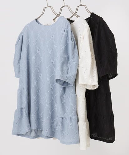 OLKIA41079 eur3 【大きいサイズ】アイレットレースティアードトップス