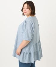 OLKIA41079 eur3(エウルキューブ) 【WEB先行販売】【大きいサイズ】アイレットレースティアードトップス ライトブルー(50)