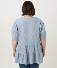OLKIA41079 eur3(エウルキューブ) 【WEB先行販売】【大きいサイズ】アイレットレースティアードトップス ライトブルー(50)