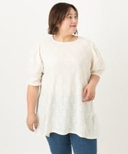 OLKIA41079 eur3(エウルキューブ) 【WEB先行販売】【大きいサイズ】アイレットレースティアードトップス ホワイト(90)