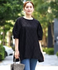 OLKIA41079 eur3(エウルキューブ) 【WEB先行販売】【大きいサイズ】アイレットレースティアードトップス ブラック(94)