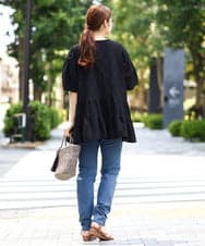 OLKIA41079 eur3(エウルキューブ) 【WEB先行販売】【大きいサイズ】アイレットレースティアードトップス ブラック(94)