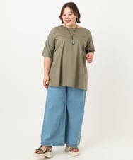 OLKIA45079 eur3(エウルキューブ) 【大きいサイズ/接触冷感】タックジャージートップス カーキ(36)