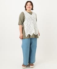 OLKIA45079 eur3(エウルキューブ) 【大きいサイズ/接触冷感】タックジャージートップス カーキ(36)