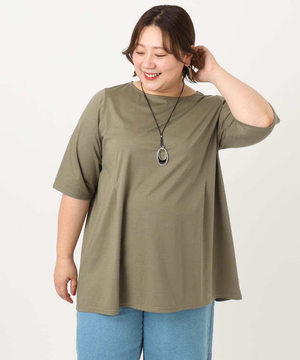 OLKIA45079 eur3(エウルキューブ) 【大きいサイズ/接触冷感】タックジャージートップス カーキ(36)