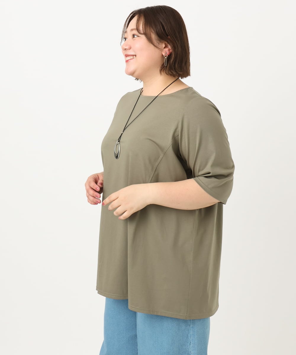OLKIA45079 eur3(エウルキューブ) 【大きいサイズ/接触冷感】タックジャージートップス カーキ(36)
