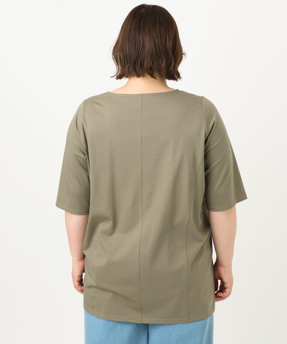 OLKIA45079 eur3(エウルキューブ) 【大きいサイズ/接触冷感】タックジャージートップス カーキ(36)