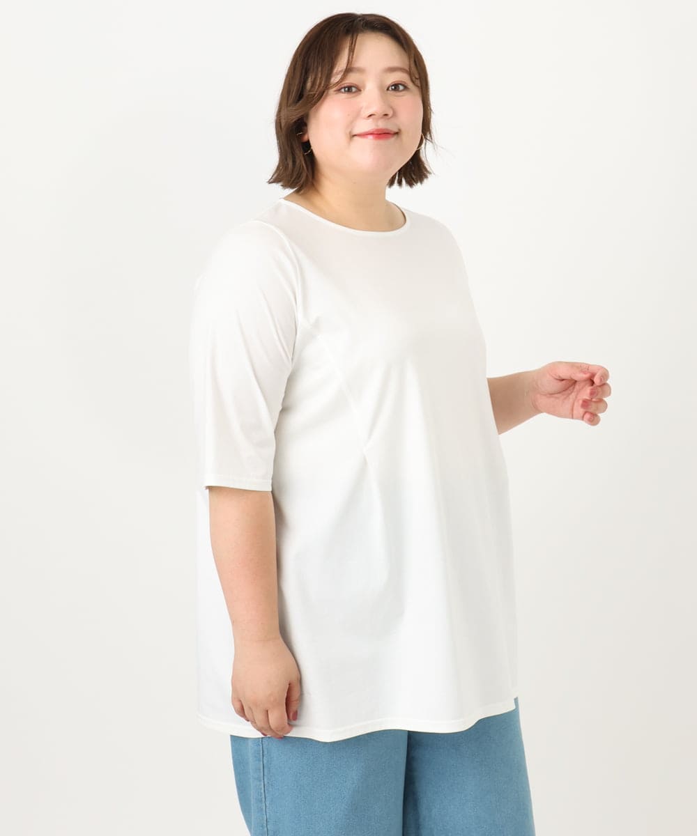 OLKIA45079 eur3(エウルキューブ) 【大きいサイズ/接触冷感】タックジャージートップス ホワイト(90)