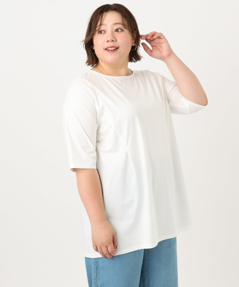 OLKIA45079 eur3(エウルキューブ) 【大きいサイズ/接触冷感】タックジャージートップス ホワイト(90)