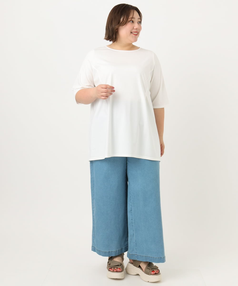 OLKIA45079 eur3(エウルキューブ) 【大きいサイズ/接触冷感】タックジャージートップス ホワイト(90)