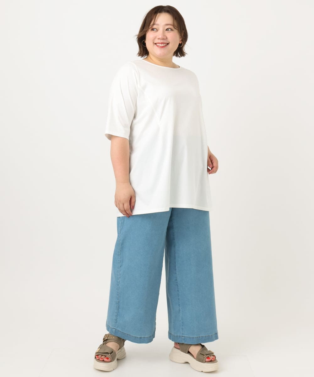 OLKIA45079 eur3(エウルキューブ) 【大きいサイズ/接触冷感】タックジャージートップス ホワイト(90)