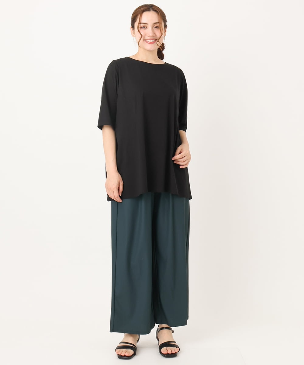 OLKIA45079 eur3(エウルキューブ) 【大きいサイズ/接触冷感】タックジャージートップス ブラック(94)