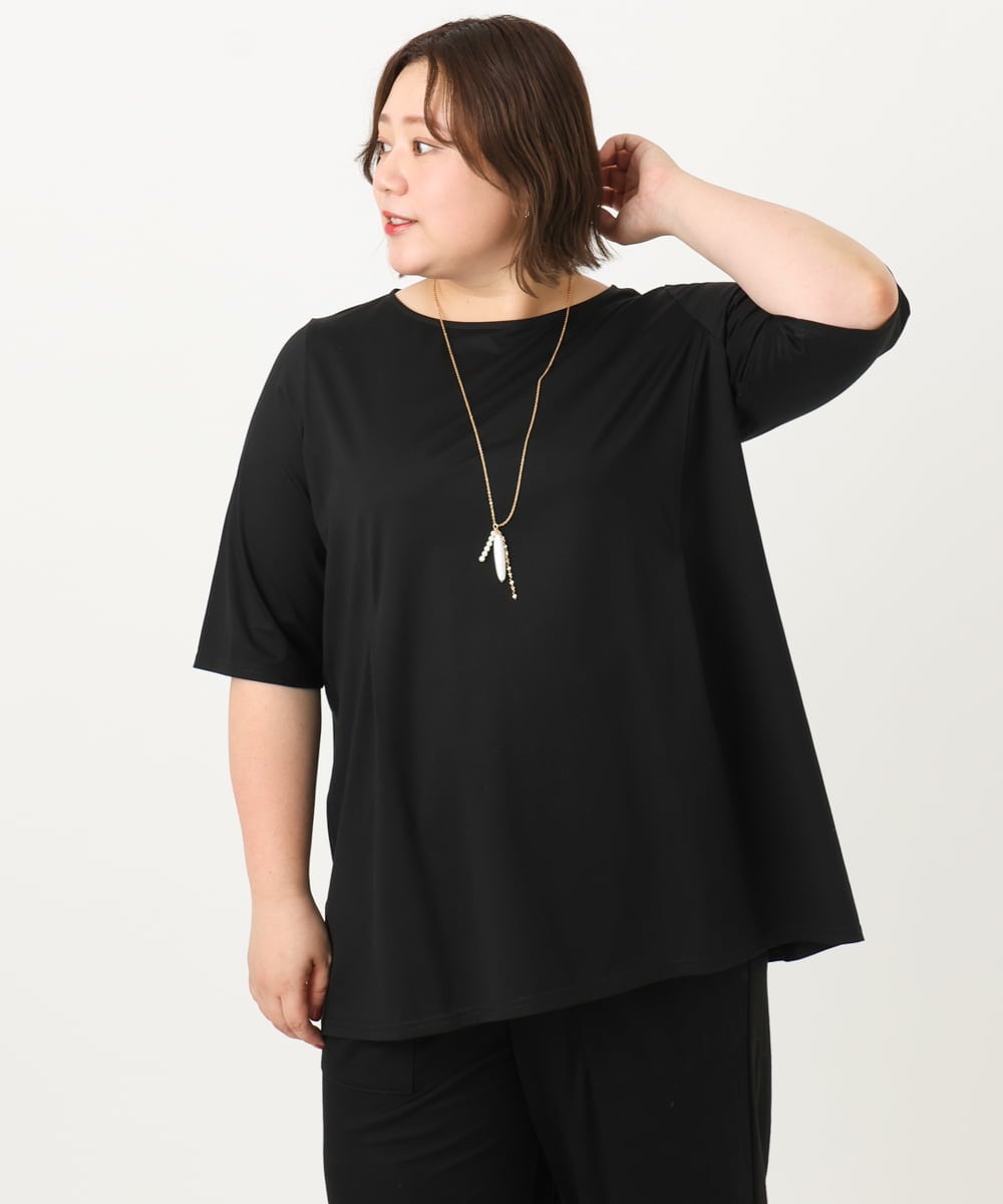 OLKIA45079 eur3(エウルキューブ) 【大きいサイズ/接触冷感】タックジャージートップス ブラック(94)