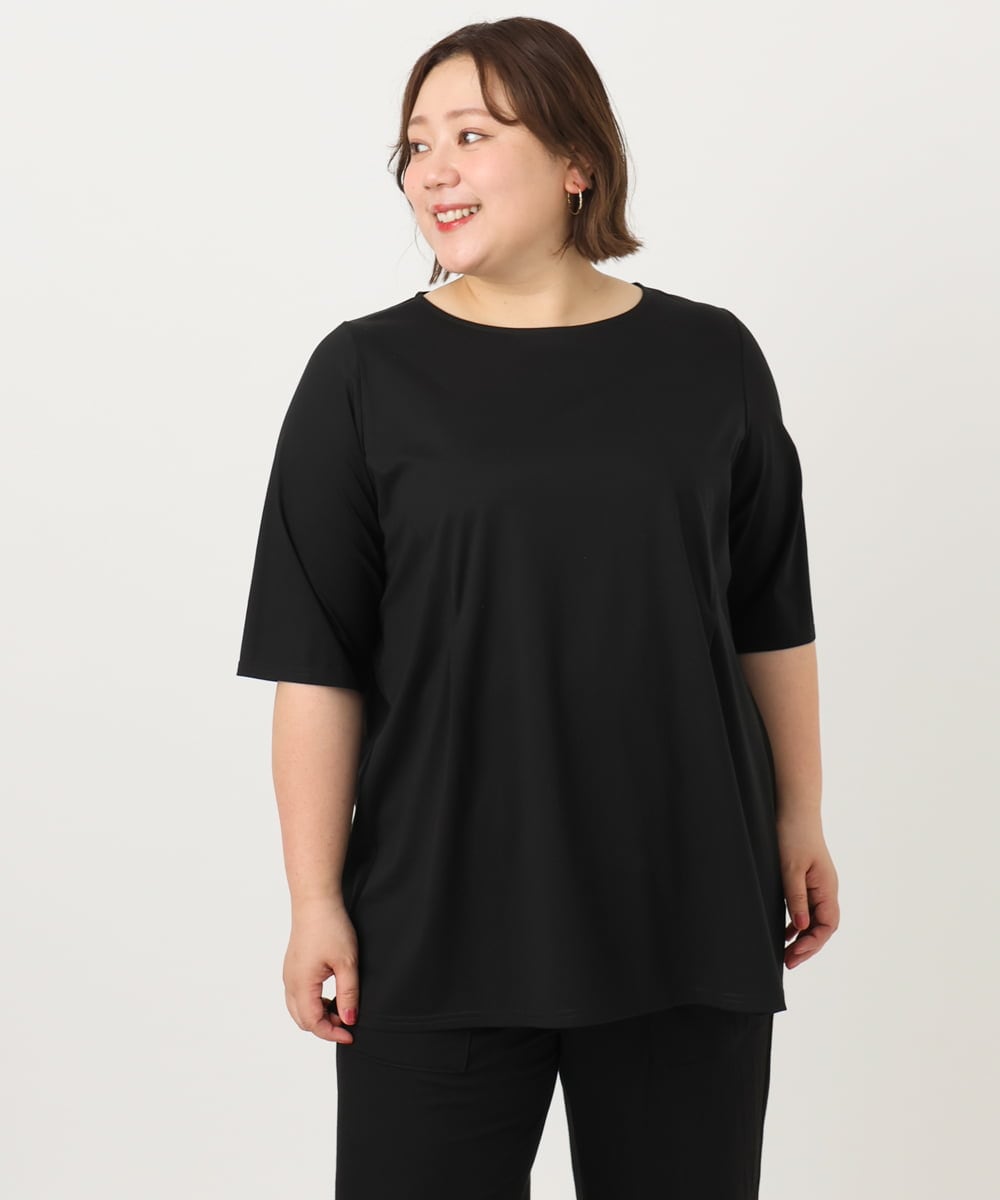 OLKIA45079 eur3(エウルキューブ) 【大きいサイズ/接触冷感】タックジャージートップス ブラック(94)