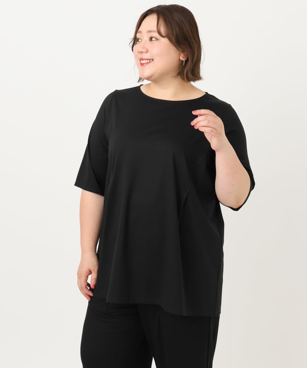 OLKIA45079 eur3(エウルキューブ) 【大きいサイズ/接触冷感】タックジャージートップス ブラック(94)