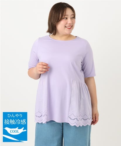 OLKIA46089 eur3 【WEB先行販売】【大きいサイズ/接触冷感】スカラップコンビプルオーバー