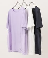 OLKIA46089 eur3(エウルキューブ) 【大きいサイズ/接触冷感】スカラップコンビプルオーバー ラベンダー(60)