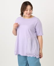 OLKIA46089 eur3(エウルキューブ) 【WEB先行販売】【大きいサイズ/接触冷感】スカラップコンビプルオーバー ラベンダー(60)