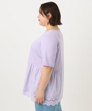 OLKIA46089 eur3(エウルキューブ) 【WEB先行販売】【大きいサイズ/接触冷感】スカラップコンビプルオーバー ラベンダー(60)