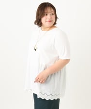 OLKIA46089 eur3(エウルキューブ) 【WEB先行販売】【大きいサイズ/接触冷感】スカラップコンビプルオーバー ホワイト(90)